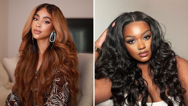 Chrissy Aninwobodo (left) wears a custom lace-closure wig, and @clarajaide (right) wears a custom lace-frontal wig, both from the company Mayvenn Hair.