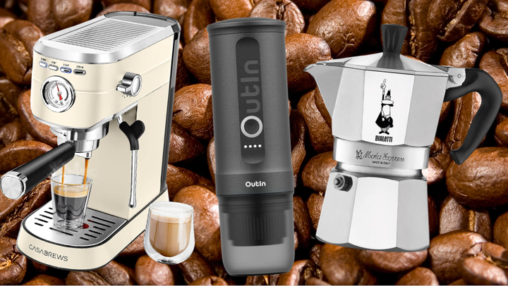 <a href="https://www.amazon.com/Espresso-Professional-Removable-Cappuccino-Macchiato/dp/B09X3WGJ3R?tag=griffinwynne-20&ascsubtag=65086848e4b0f04446230926%2C-1%2C-1%2Cd%2C0%2C0%2Chp-fil-am%3D0%2C0%3A0%2C0%2C0%2C0" target="_blank" role="link" data-amazon-link="true" rel="sponsored" class=" js-entry-link cet-external-link" data-vars-item-name="Espresso maker with a milk frother wand" data-vars-item-type="text" data-vars-unit-name="65086848e4b0f04446230926" data-vars-unit-type="buzz_body" data-vars-target-content-id="https://www.amazon.com/Espresso-Professional-Removable-Cappuccino-Macchiato/dp/B09X3WGJ3R?tag=griffinwynne-20&ascsubtag=65086848e4b0f04446230926%2C-1%2C-1%2Cd%2C0%2C0%2Chp-fil-am%3D0%2C0%3A0%2C0%2C0%2C0" data-vars-target-content-type="url" data-vars-type="web_external_link" data-vars-subunit-name="article_body" data-vars-subunit-type="component" data-vars-position-in-subunit="0">Espresso maker with a milk frother wand</a>, <a href="https://www.amazon.com/Outin-Portable-Electric-Self-Heating-Compatible/dp/B0BRKG7X22?tag=griffinwynne-20&ascsubtag=65086848e4b0f04446230926%2C-1%2C-1%2Cd%2C0%2C0%2Chp-fil-am%3D0%2C0%3A0%2C0%2C0%2C0" target="_blank" role="link" data-amazon-link="true" rel="sponsored" class=" js-entry-link cet-external-link" data-vars-item-name="Outin Nano" data-vars-item-type="text" data-vars-unit-name="65086848e4b0f04446230926" data-vars-unit-type="buzz_body" data-vars-target-content-id="https://www.amazon.com/Outin-Portable-Electric-Self-Heating-Compatible/dp/B0BRKG7X22?tag=griffinwynne-20&ascsubtag=65086848e4b0f04446230926%2C-1%2C-1%2Cd%2C0%2C0%2Chp-fil-am%3D0%2C0%3A0%2C0%2C0%2C0" data-vars-target-content-type="url" data-vars-type="web_external_link" data-vars-subunit-name="article_body" data-vars-subunit-type="component" data-vars-position-in-subunit="1">Outin Nano</a> and <a href="https://www.amazon.com/Bialetti-Express-Espresso-Maker-06799/dp/B0000AN3QI?tag=griffinwynne-20&ascsubtag=65086848e4b0f04446230926%2C-1%2C-1%2Cd%2C0%2C0%2Chp-fil-am%3D0%2C0%3A0%2C0%2C0%2C0" target="_blank" role="link" data-amazon-link="true" rel="sponsored" class=" js-entry-link cet-external-link" data-vars-item-name="moka pot stovetop espresso maker" data-vars-item-type="text" data-vars-unit-name="65086848e4b0f04446230926" data-vars-unit-type="buzz_body" data-vars-target-content-id="https://www.amazon.com/Bialetti-Express-Espresso-Maker-06799/dp/B0000AN3QI?tag=griffinwynne-20&ascsubtag=65086848e4b0f04446230926%2C-1%2C-1%2Cd%2C0%2C0%2Chp-fil-am%3D0%2C0%3A0%2C0%2C0%2C0" data-vars-target-content-type="url" data-vars-type="web_external_link" data-vars-subunit-name="article_body" data-vars-subunit-type="component" data-vars-position-in-subunit="2">moka pot stovetop espresso maker</a>