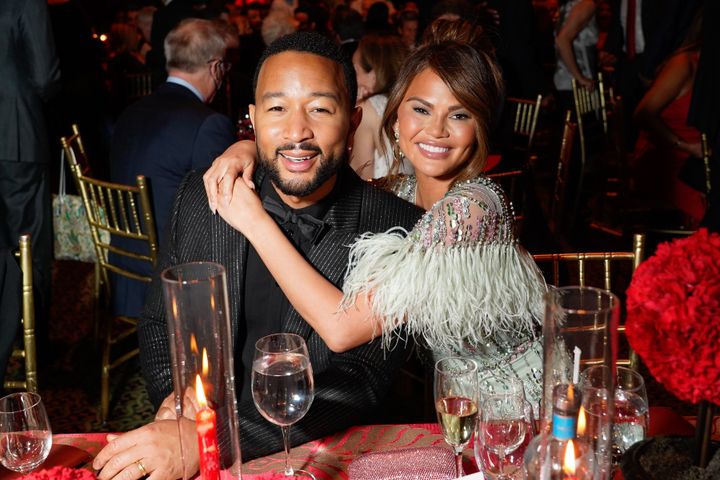 Legend and Teigen attend City Harvest presents the 2022 Gala: Red Supper Club, at Cipriani 42nd Street on April 26, 2022, in New York City.