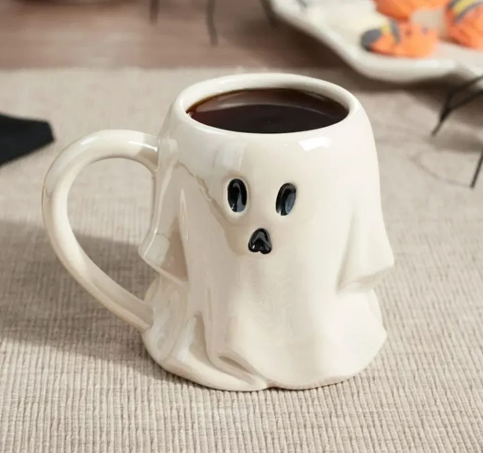 Clear Glass Halloween Mug, Glass Coffee Mug, Cute Ghost Mug, Clear Mug,  Fall Minimalist Mug, Ghost Mug, Fall Gift 