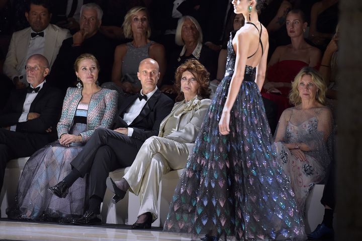 Sophia Loren on the front row of the Giorgio Armani One Night Only fashion show in Venice earlier this month