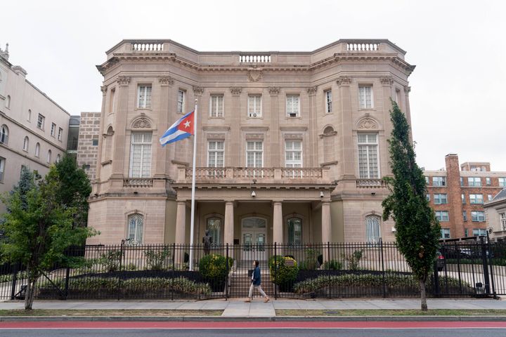 The Cuban Embassy is seen in Washington, on Sept. 25, 2023. U.S. law enforcement officials have launched an investigation after a Molotov cocktail was thrown at the Cuban Embassy in Washington. There was no fire or significant damage to the building. 