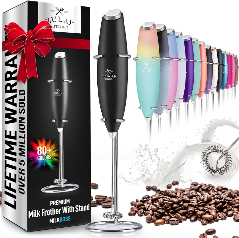  Kaffe Premium Milk Frother with Stand. Milk Steamer Frother for  Coffee, Milkshakes. Handheld Frother Wand: Home & Kitchen