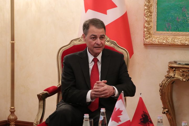 Speaker of the Canadian House of Commons, Anthony Rota, is seen during a visit to Albania on October 12, 2022.