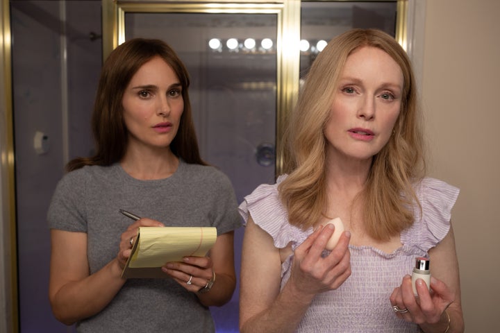 Natalie Portman (left) and Julianne Moore in "May December."