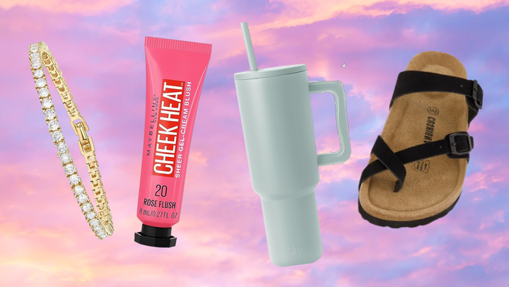 This tennis bracelet, blush, tumbler and pair of sandals are all great affordable alternatives to more expensive name brand products.