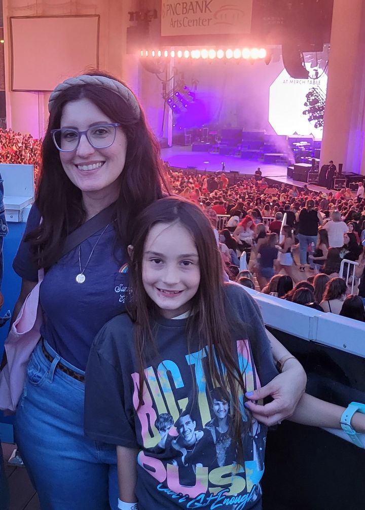 My daughter and I seeing Big Time Rush at PNC Bank Arts Center in New Jersey.