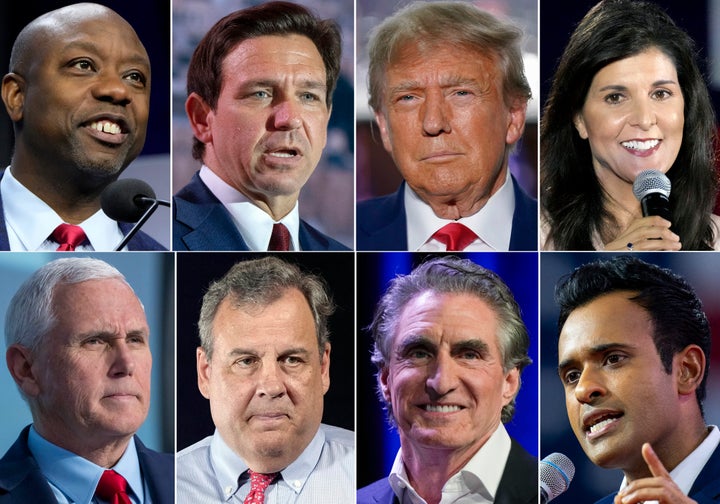 A combination of photos showing Republican presidential candidates.
