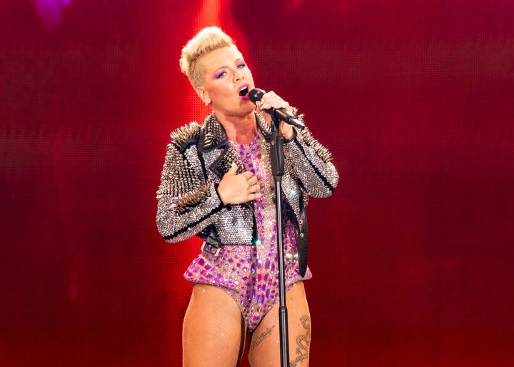 Pink on stage in Atlanta earlier this month