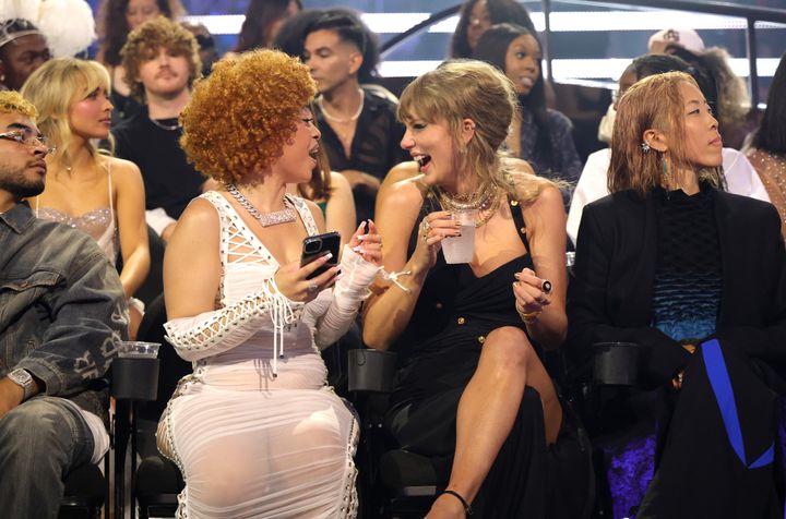 Ice Spice (left) and Taylor Swift at the MTV Video Music Awards on Sept. 12. 