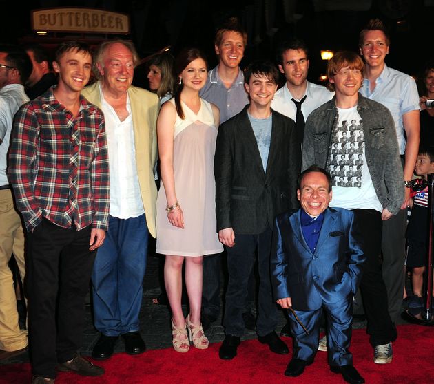 ハリー・ポッターの出演者たち。左から2番目がマイケル・ガンボンさん＝2010年
