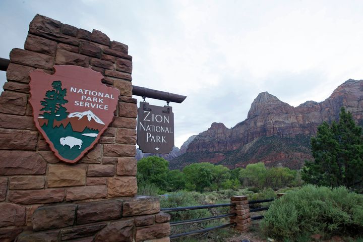 FILE - This Sept. 15, 2015, file photo, shows Zion National Park near Springdale, Utah. Arizona's Grand Canyon National Park and all five national parks in Utah will remain open if the U.S. government shuts down, Sunday, Oct. 1, 2023. (AP Photo/Rick Bowmer, File)
