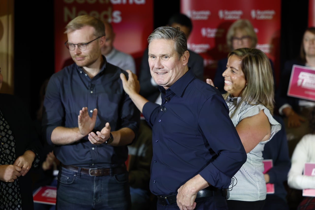 Keir Starmer with Labour candidate Michael Shanks at a by-election rally yesterday.