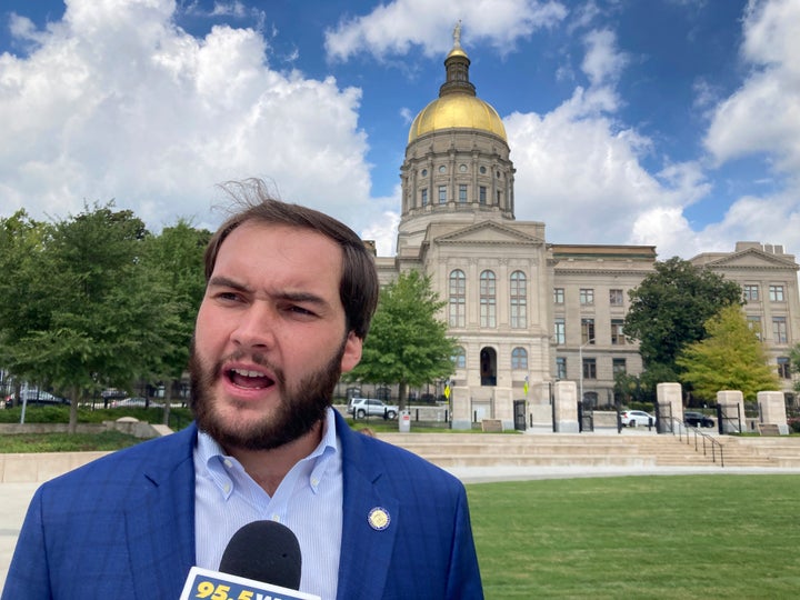 Republican Georgia state Sen. Colton Moore outside the Georgia Capitol.