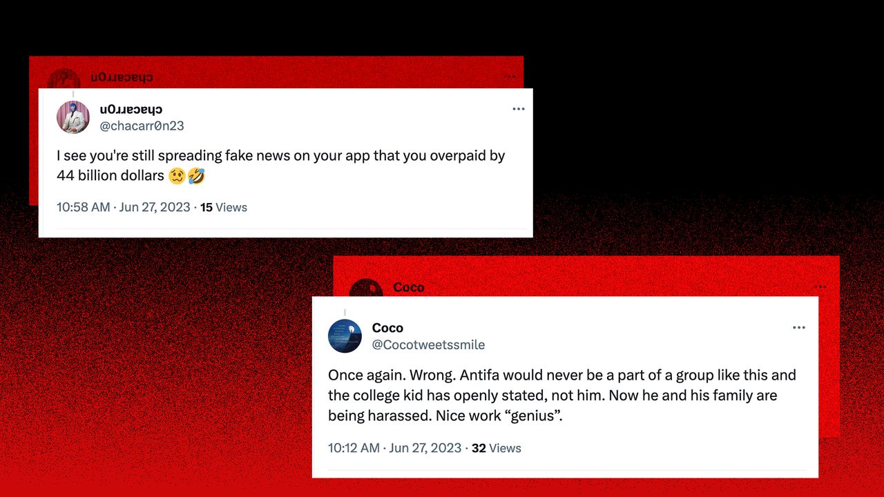 Users on X reached out to Elon Musk to urge him to stop falsely accusing a 22-year-old recent college graduate of being a federal agent posing as a neo-Nazi. Musk's posts remains up.