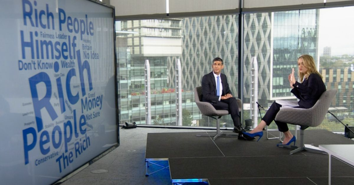 'Rich. Money. Wealth.' Rishi Sunak Shown What Voters Think Of Him During Toe-Curling Interview