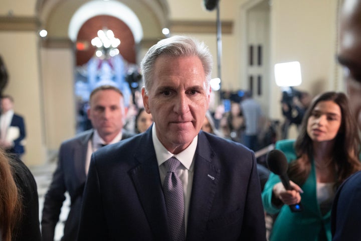 House Speaker Kevin McCarthy (R-CA) walks to the House Chamber before a vote on Capitol Hill on Saturday, September 30, 2023. Congressional supporters of Ukraine say they won’t give up after the bill to keep the federal government open excluded President Joe Biden’s request to provide more security assistance to the war-torn nation.