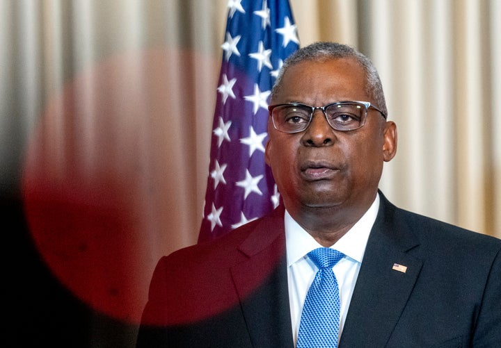 Defense Secretary Lloyd Austin speaks during a press conference after the meeting of the 'Ukraine Defense Contact Group' at Ramstein Air Base in Ramstein, Germany, Tuesday, Sept.19, 2023. After lawmakers voted on a government funding bill that nixes aid to Ukraine, Austin said that U.S. assistance was vital as Ukrainians “fight to defend their own country against the forces of tyranny. America must live up to its word.”