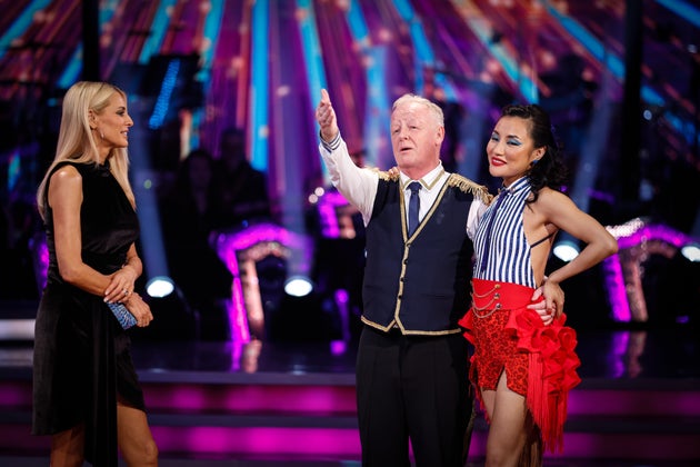 Tess Daly interviews Les and Nancy after their elimination