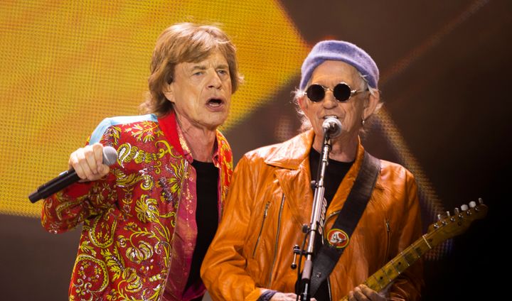 Mick Jagger and Keith Richards of the Rolling Stones perform live on July 7, 2022, in Amsterdam.
