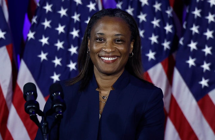 EMILY's List President Laphonza Butler address a Biden-Harris campaign rally on the first anniversary of the Supreme Court's Dobbs v. Jackson decision, June 23, 2023, in Washington, D.C.