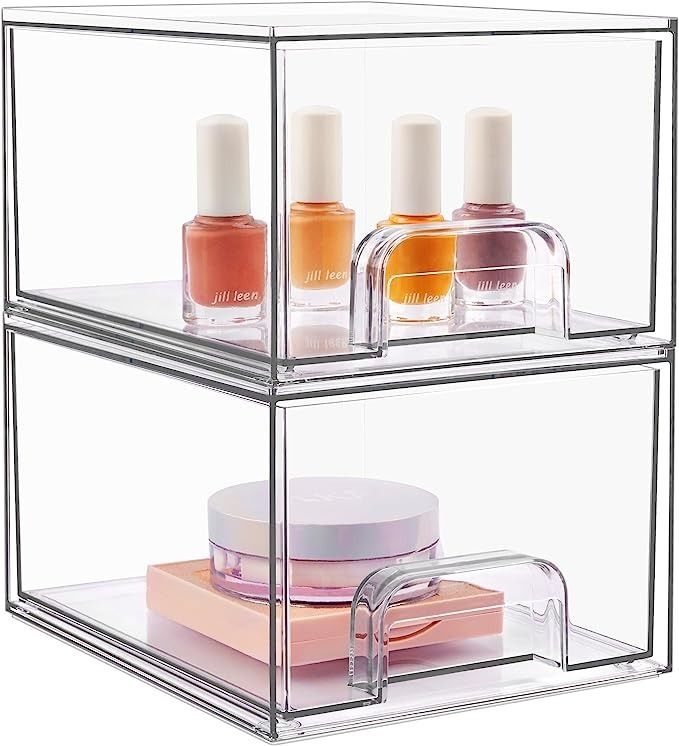 1pc Luxury Acrylic Material Transparent Large Capacity Stackable Drawer  Organizer For Lipsticks, Nail Polishes, Perfumes And Other Cosmetics, With  Double Size Options, Ideal For Home Use