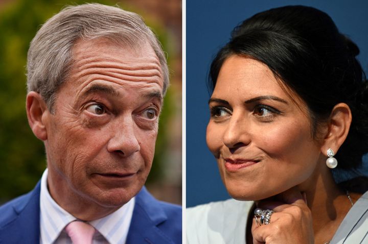 Nigel Farage and Priti Patel were caught on camera singing and dancing together
