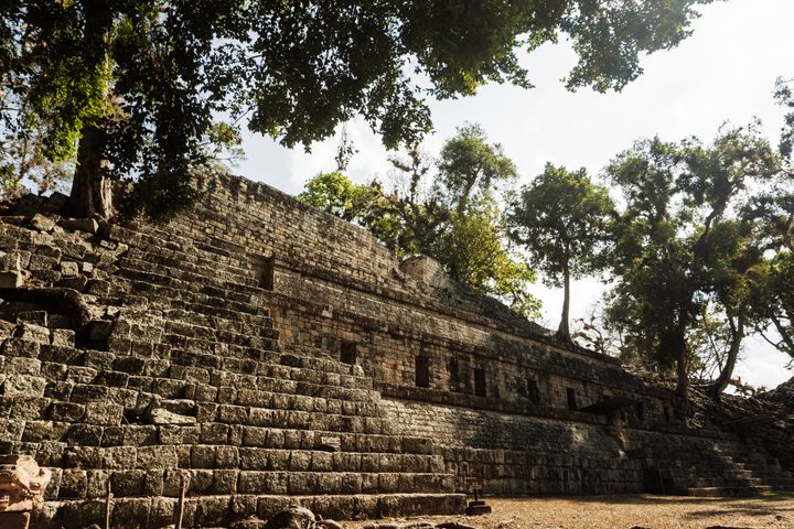 Ναός των Μάγια στο αρχαιολογικό πάρκο Copan Ruinas στην Ονδούρα.