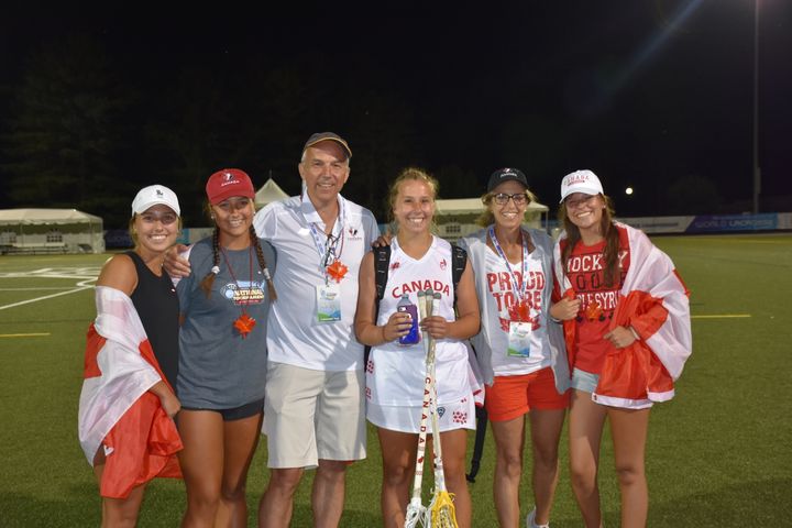 the author's family at the 2019 World Lacrosse Women's U19 World Championship 