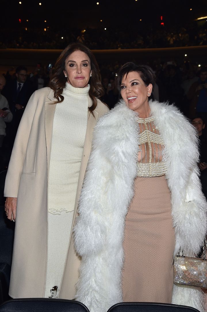 Caitlyn Jenner and Kris Jenner at a Yeezy fashion event in February 2016