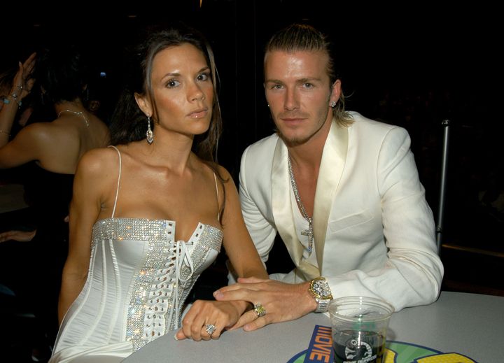 Victoria and David Beckham pictured at the MTV Movie Awards in 2003. 