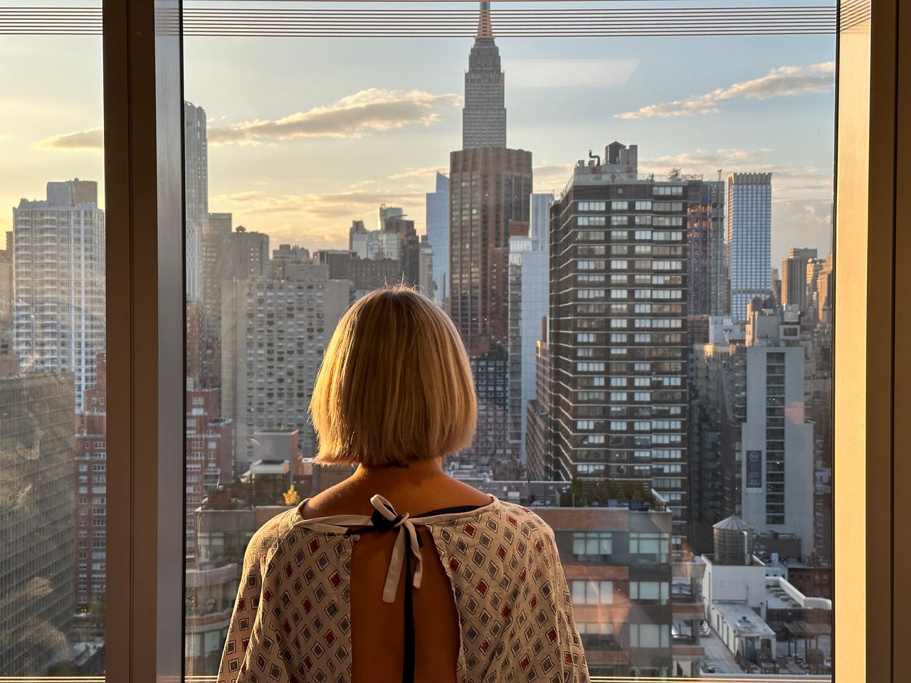 <strong>Oct. 10, 2022:</strong> I put on my hospital gown at NYU Langone and decorated my room with photos. I looked out over the skyline and my oldest son, Jonas, captured this moment. I had no idea what was ahead of me, but I knew I loved the view.