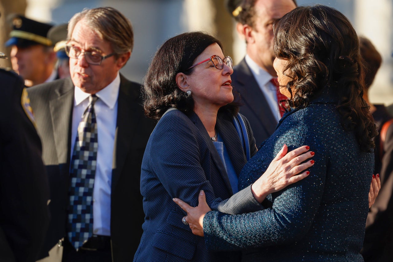 Dianne Feinstein's daughter, Katherine Feinstein, is greeted by San Francisco Mayor London Breed.