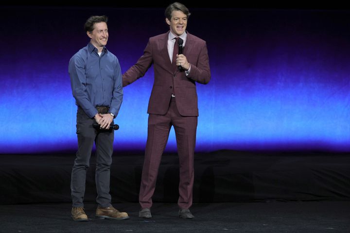 Horror producer Jason Blum (right) hired David Gordon Green (left) to direct the planned Exorcist trilogy after securing the rights in 2021.