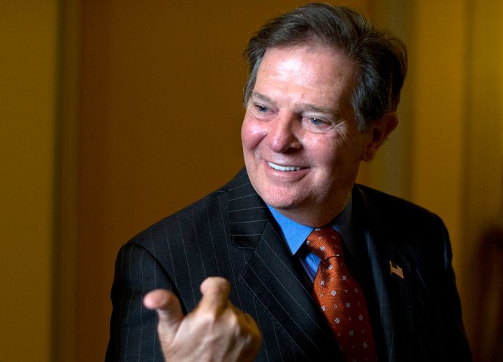 Republican Tom DeLay leaves a meeting on Capitol Hill in September 2013, following the decision by a Texas court to toss out his money laundering conviction. A related indictment against him had led to his stepping aside from a party leadership post in 2005.