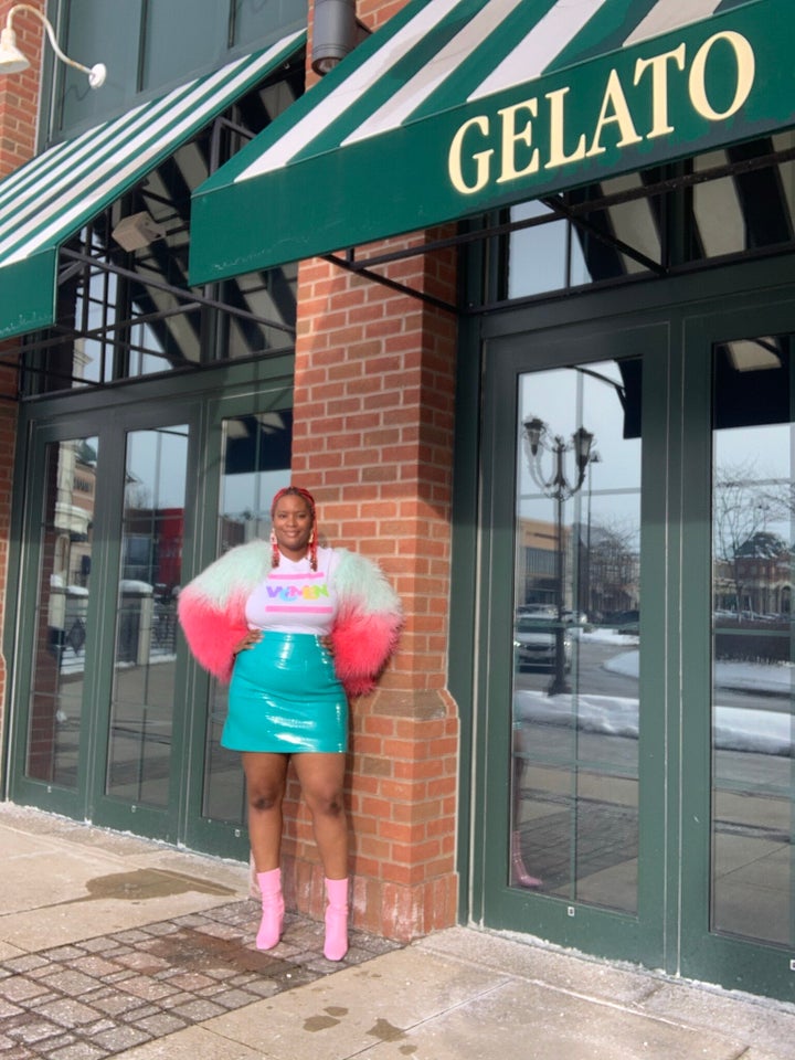 Nia Allen, in the above photo, is wearing the shirt she sold out of for her pop-up. 