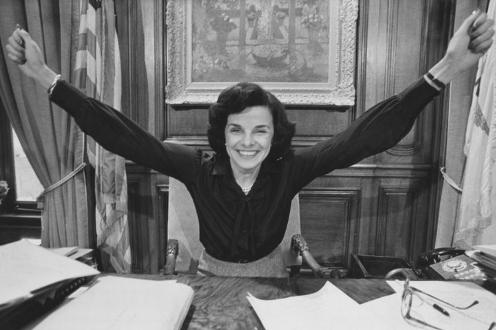 Dianne Feinstein celebrates after being elected mayor of San Francisco in 1978.