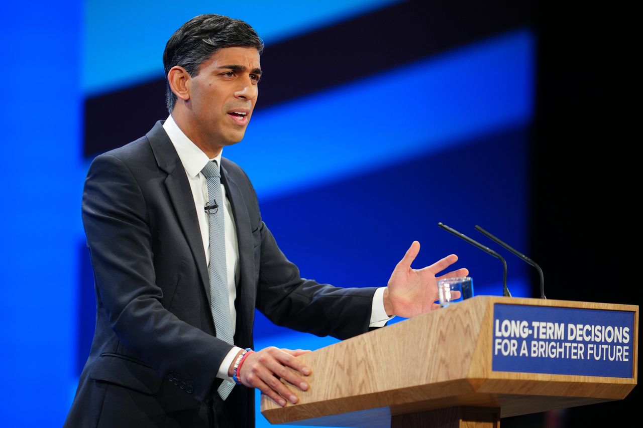 Rishi Sunak delivers his keynote speech at last week's Conservative Party conference in Manchester.