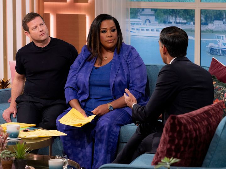 Dermot O'Leary and Alison Hammond interviewing Rishi Sunak on This Morning