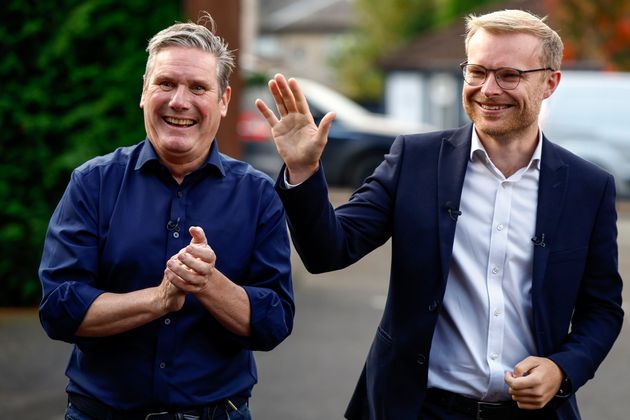 Keir Starmer with Michael Shanks, the new MP for Rutherglen and Hamilton West.