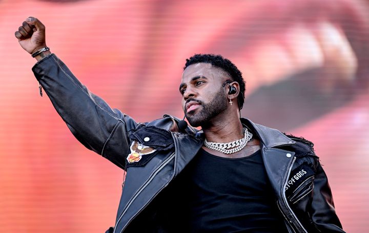 Singer Jason Derulo performs on stage at the Lollapalooza Festival Berlin.
