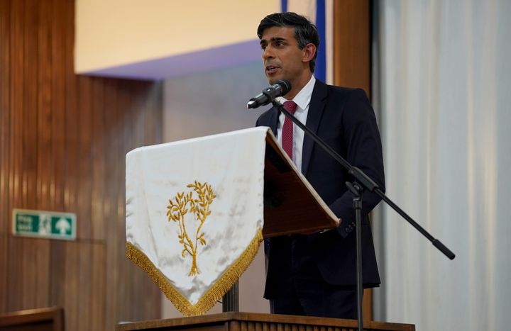 Prime minister Rishi Sunak attending Finchley United Synagogue in central London for victims and hostages of Hamas attacks.