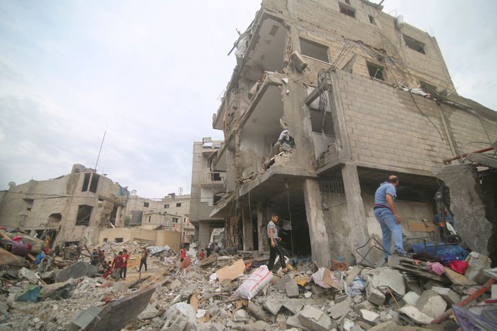 ガザ地区南部のラファで破壊された家屋（2023年10月9日）