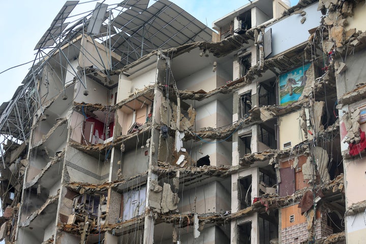 A view of a building destroyed by an Israeli missile strike in Gaza on Oct. 10, 2023.