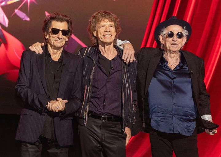 Keith with bandmates Ronnie Wood and Mick Jagger last month