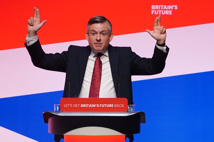 Shadow paymaster general Jonathan Ashworth speaking during the Labour Party Conference in Liverpool. Picture date: Wednesday October 11, 2023. (Photo by Peter Byrne/PA Images via Getty Images)