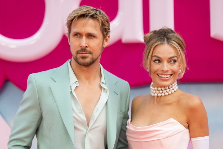 Ryan Gosling and Margot Robbie at the London premiere of Barbie earlier this year