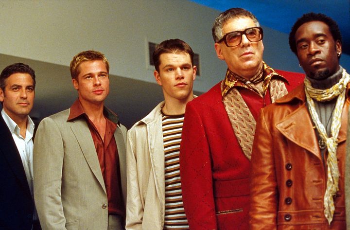George Clooney, Brad Pitt, Matt Damon, Elliott Gould and Don Cheadle in 2001's Ocean's 11