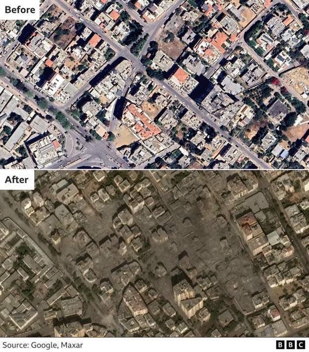Η Γάζα πριν και μετά τον ισραηλινό βομβαρδισμό