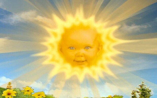 Jessica Smith as the giggling baby in the sun on hit TV show, Teletubbies